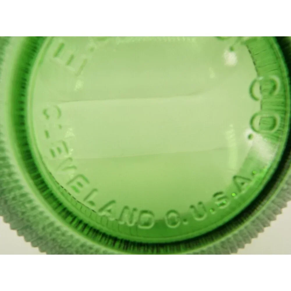 Vintage E.O. Brody Co. Green Ribbed Glass Candy Nut Bowl Made in USA